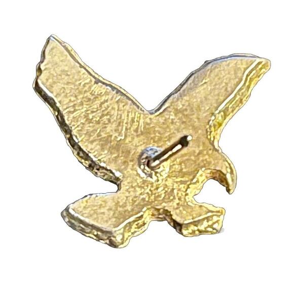 Eagle Lapel Pin Tie Tack Turquoise & Silver Tone Pewter Southwest Flying Eagle - Picture 2 of 4